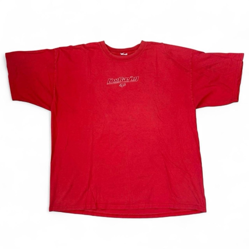 Vintage Fox Racing Faded Red Distressed T-Shirt Men's Size XXL Grunge Biker Y2K